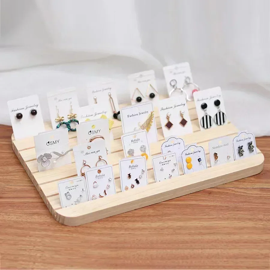 

Деревянная подставка для украшений, деревянный органайзер для серег, поднос для демонстрации ювелирных изделий, подставка для хранения колец и серег