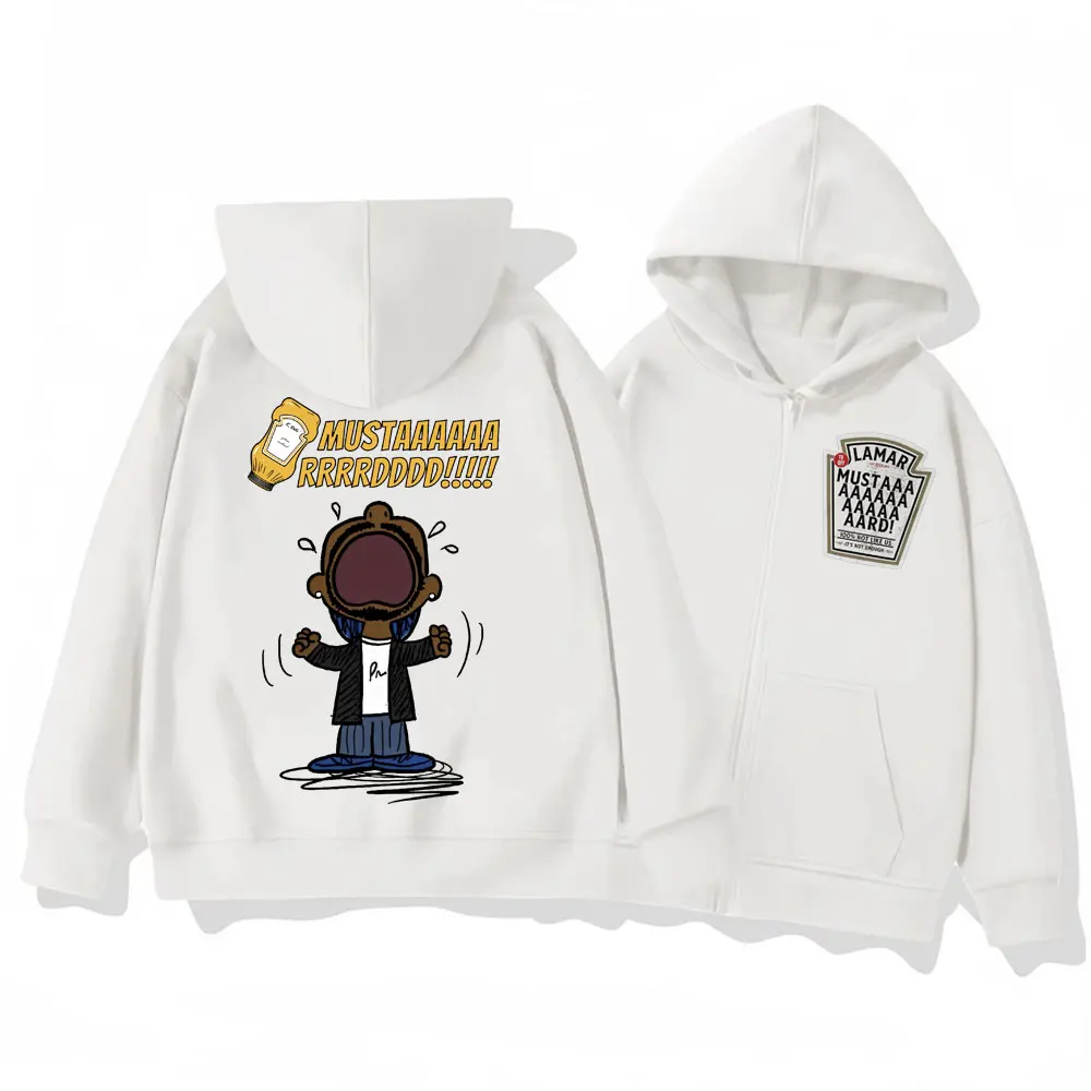 

Rapper Kendrick Lamar Mustard Merch Zipper Hoodies Harajuku Hip Hop Zip Up Sweatshirts Men's Women's Fashion Vintage Pullovers