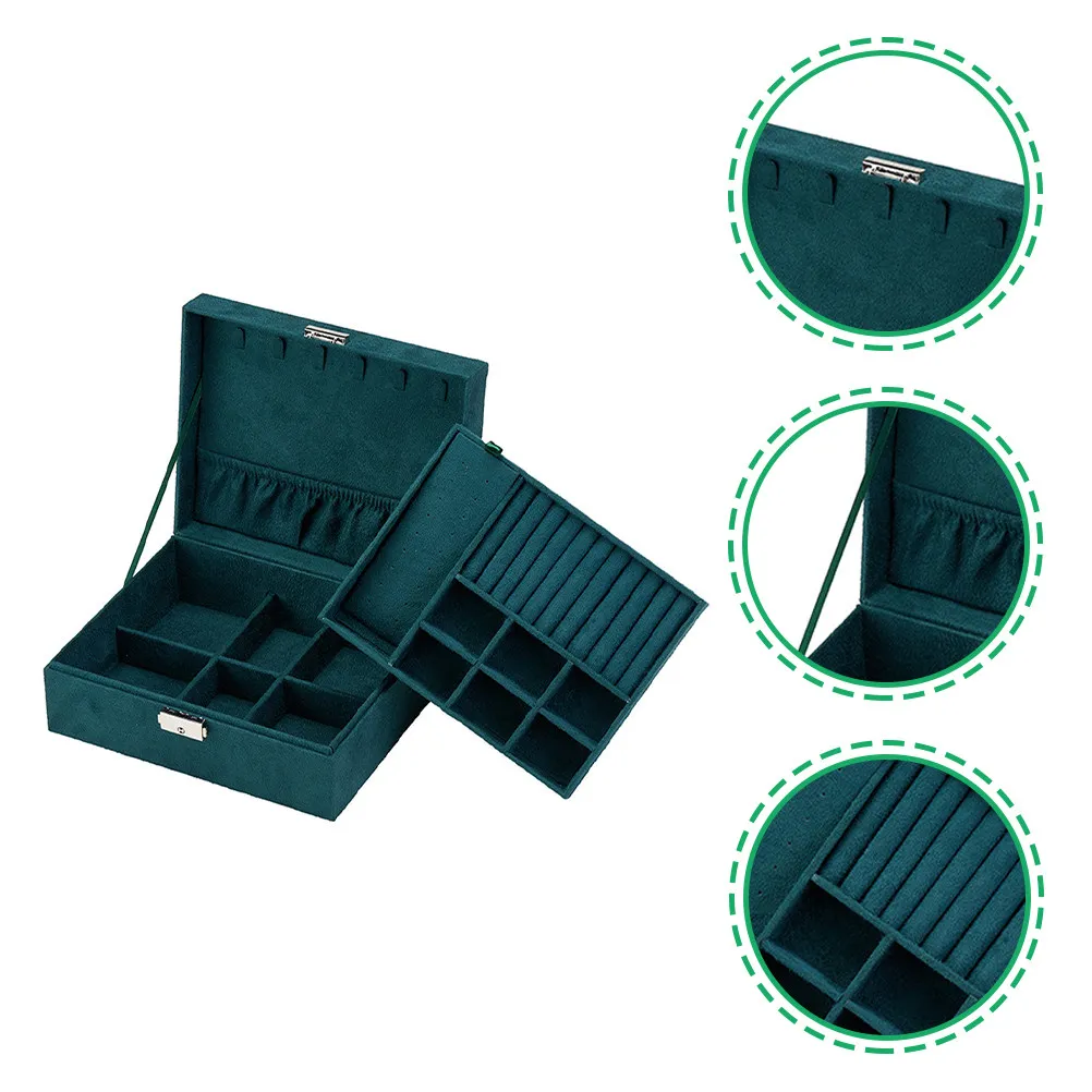 Jewelry Organizer Box Double Layer Elegant Design Portable Travel Jewelry Case Large Storage for Earrings Rings Necklaces