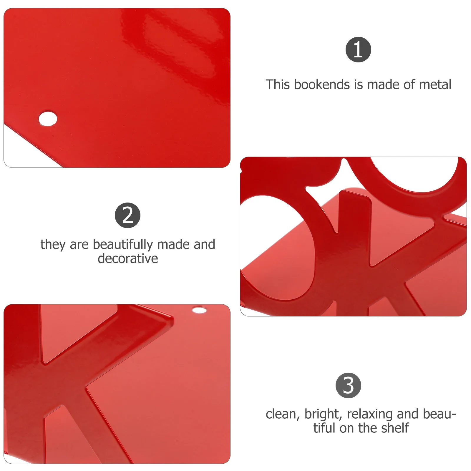 

1Pair Crafted Metal Book Holders Rustproof Non Fragile Desktop Book Organizers Exquisite Bookshelf Set Bookend