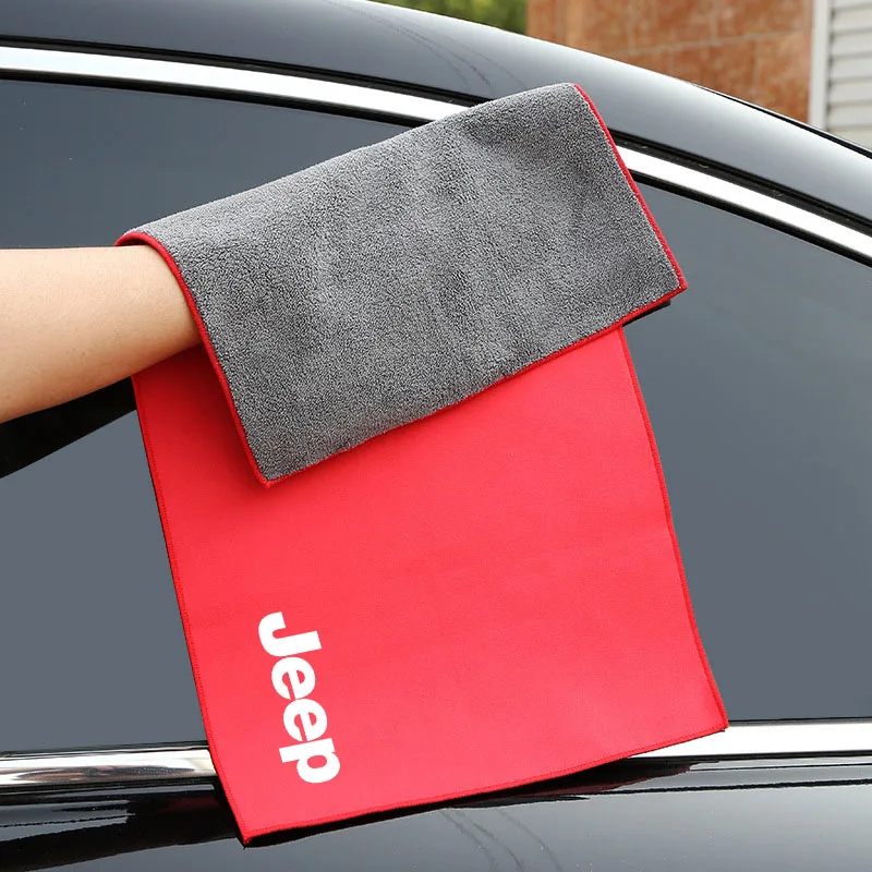 

1Pcs Microfiber Towels Car Washing Cloth Plush Fiber Edgeless Cleaning Towel For Jeep Wrangler Grand Cherokee Compass Renegade