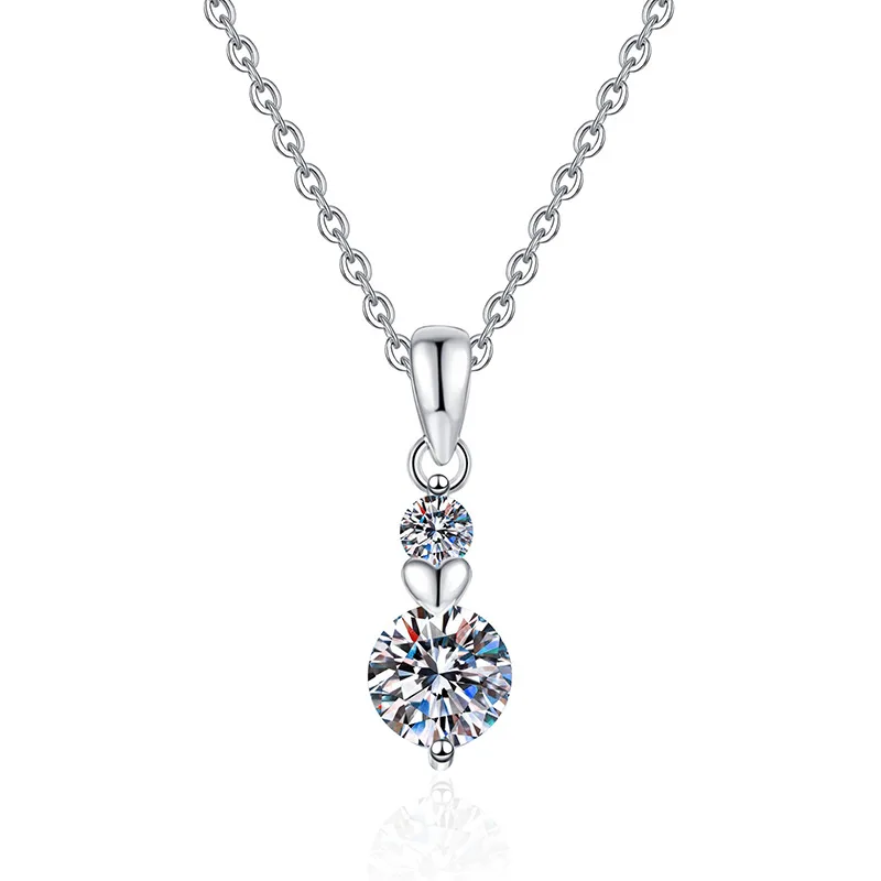 D color moissanite necklace pendant women's heart with star 1 carat moissanite silver necklace platinum PT950 mark