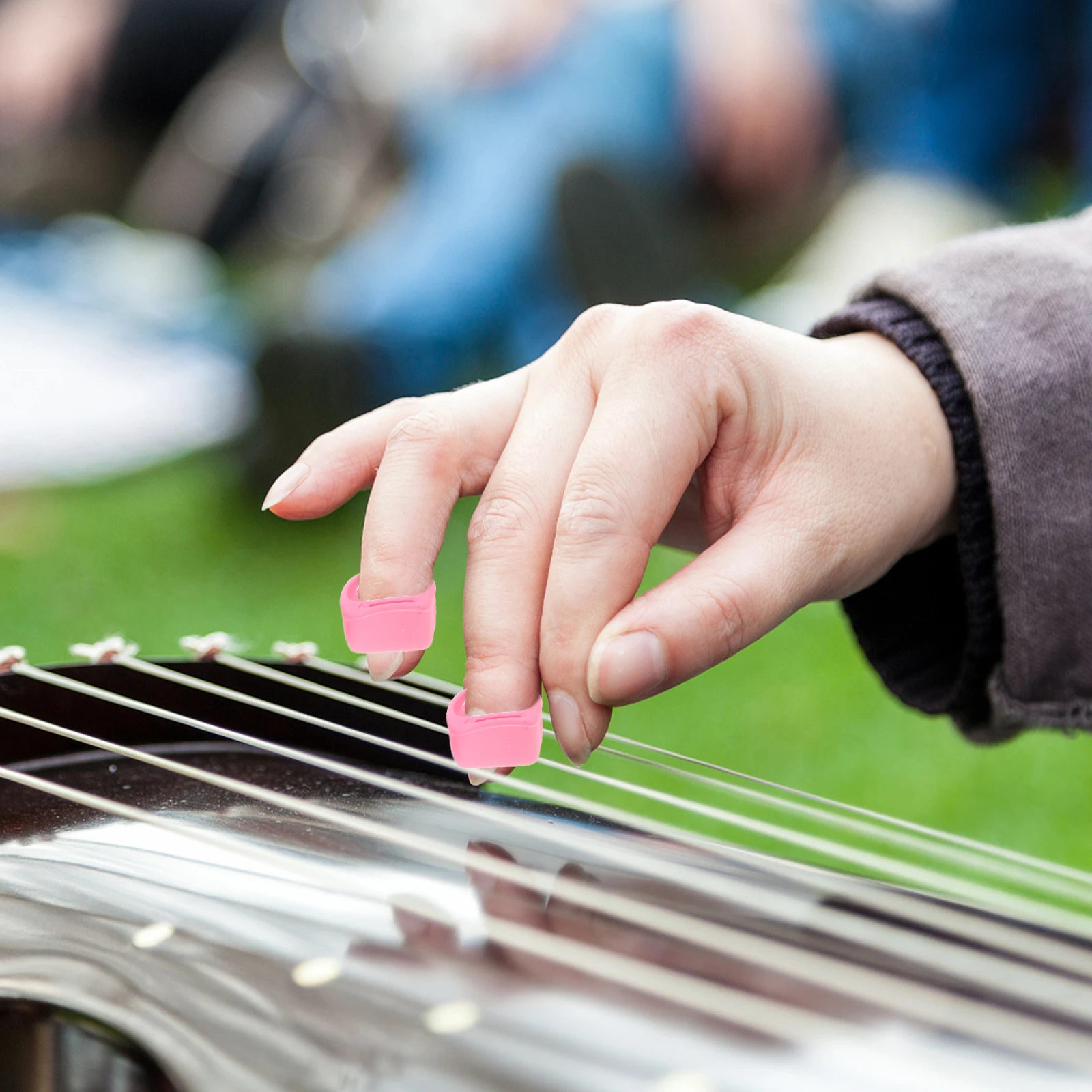 

8pcs Silicone Guzheng Nail Protectors Comfortable Breathable Nail Covers For Playing Protection Ring