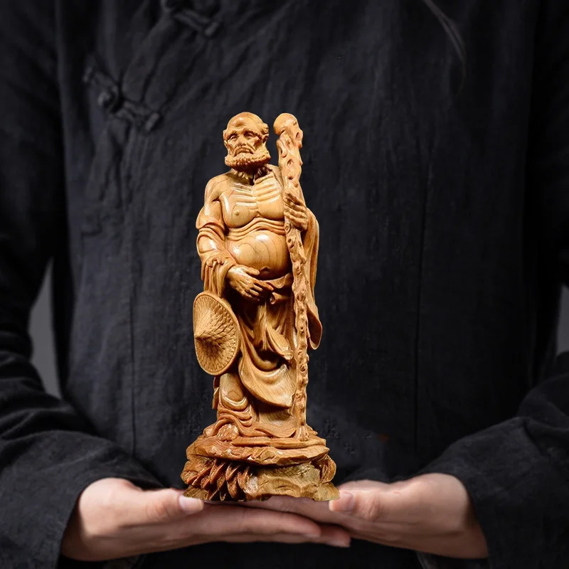 

Natural Solid Wood Carving Patriarch Dharma Statue Lndian Buddha ，Buddhism Figure Statue ,Home Room Office Feng Shui Decoration