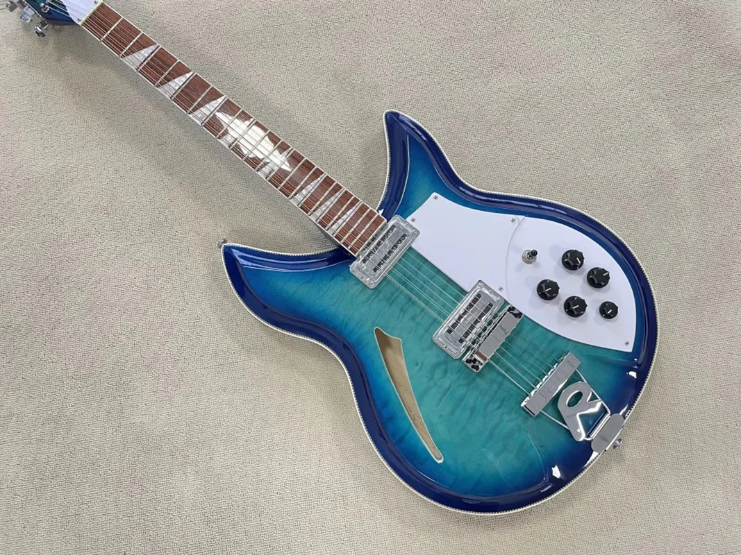 40 inches  Guitar with Blue Wave Flame,R Shape Tailpiece,12 Strings, 381Custom, High Quality