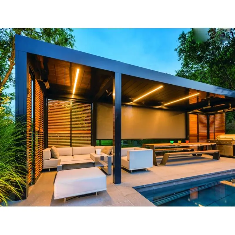 

6.7*4*2.5m Waterproof Electric Automatic Shutter Roof Outdoor Aluminum Pergola Custom Gazebo