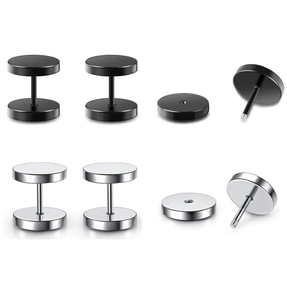 2 Paar 16G Holz Imitation Gauge Ohrringe Punk Stil Edelstahl Türkis Barbell Ohrstecker Piercing Schmuck – Detail 4