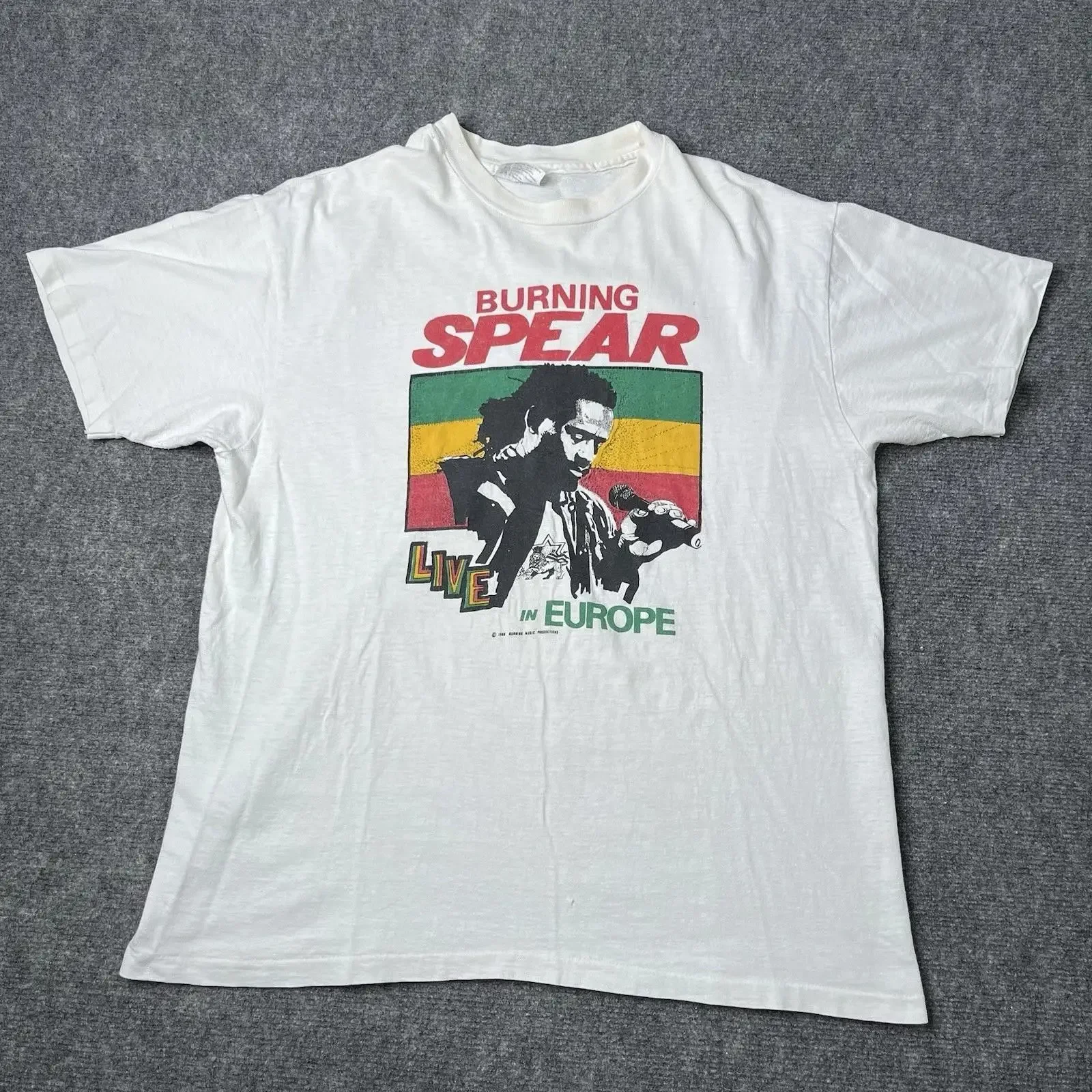 Vtg 1988 Burning Spear Live In Europe Tour T shirt 1side reprint PA184 vintage Washed graphic fashion Top For Everyday Wear
