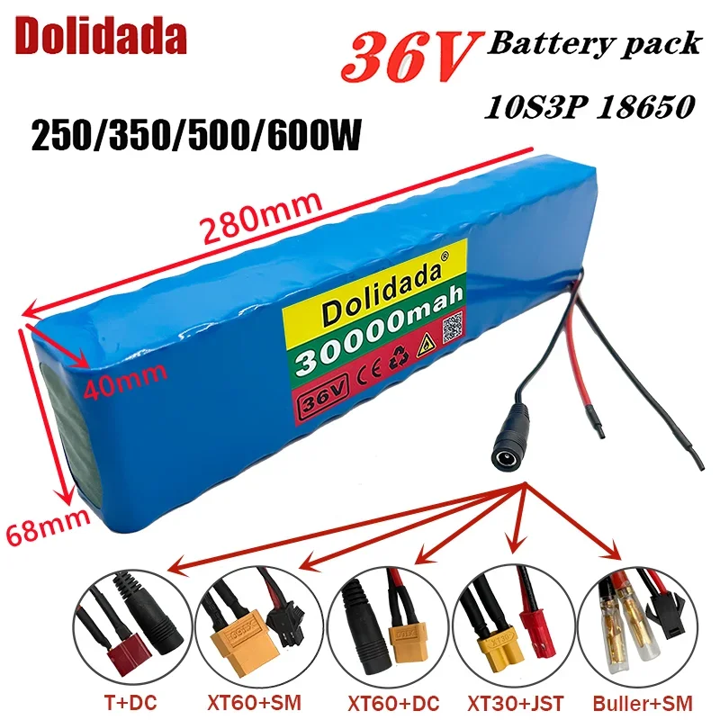 

Batterie lithium-ion 10S3P 36V 30Ah 18650 350/500W pour vélo scooter moto et Scooter électrique