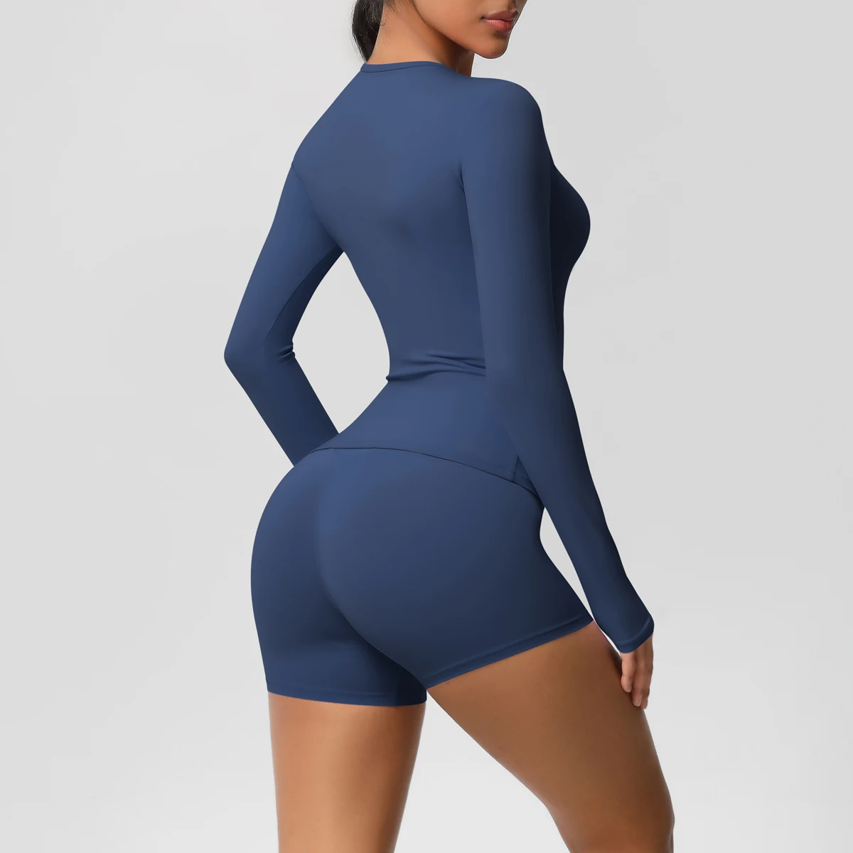 2 個スポーツウェアヨガセットジム服ヨガスーツ女性のためのフィットネスセットジャージスポーツ長袖クロップトップジムレギンス