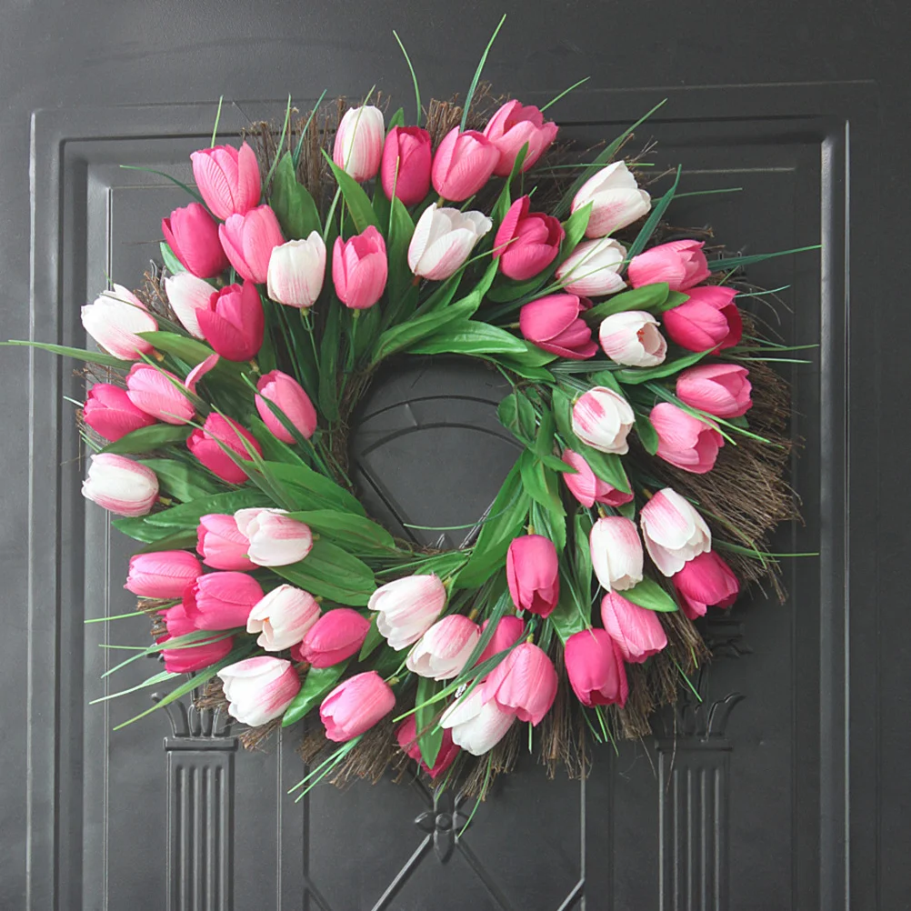 

Fake Tulip Garland Pink Cloth Rattan Flower For Wedding Festival Party Decoration Lifelike Tulip Garland