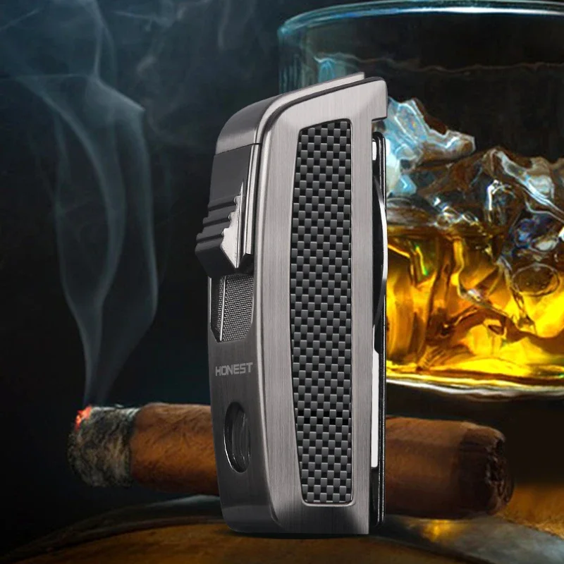 

Новая зажигалка, ножницы для сигар, прямая трубка, встроенная машина, портативный многофункциональный инструмент для зажигания, мужская зажигалка в подарок