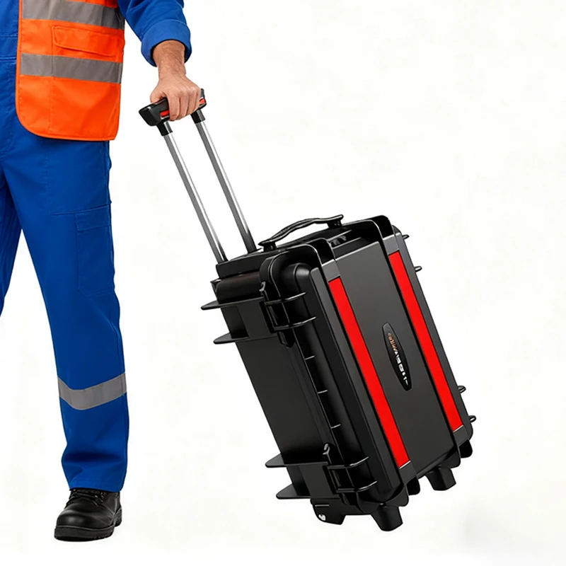 Pull Rod Toolbox Outdoor Waterproof Plastic Toolboxes Garage Tough Build Tool Case Portable Multifunctional Tool Storage Box