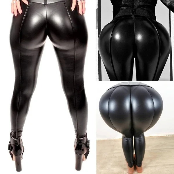 Woman Sexy PU Open Crotch Leggings Leather Outdoor Sex Fitness Gym Hot Pants Breathable Erotic Clubwear Sport Adult Cloth