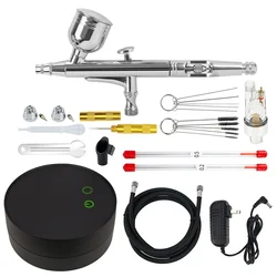 Dual-Action Airbrush Kit with 30PSI Auto-Stop Compressor Multi-Function Spray Gun for Makeup Nail Cake Decorating Model Painting