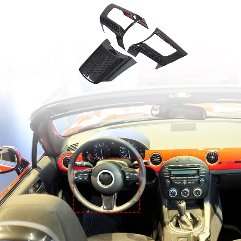 

Steering Wheel Decorative Frame Panel Cover Trim Stickers For Mazda MX-5 2009 2010 2011 2012 2013 2014 Car Interior Accessories