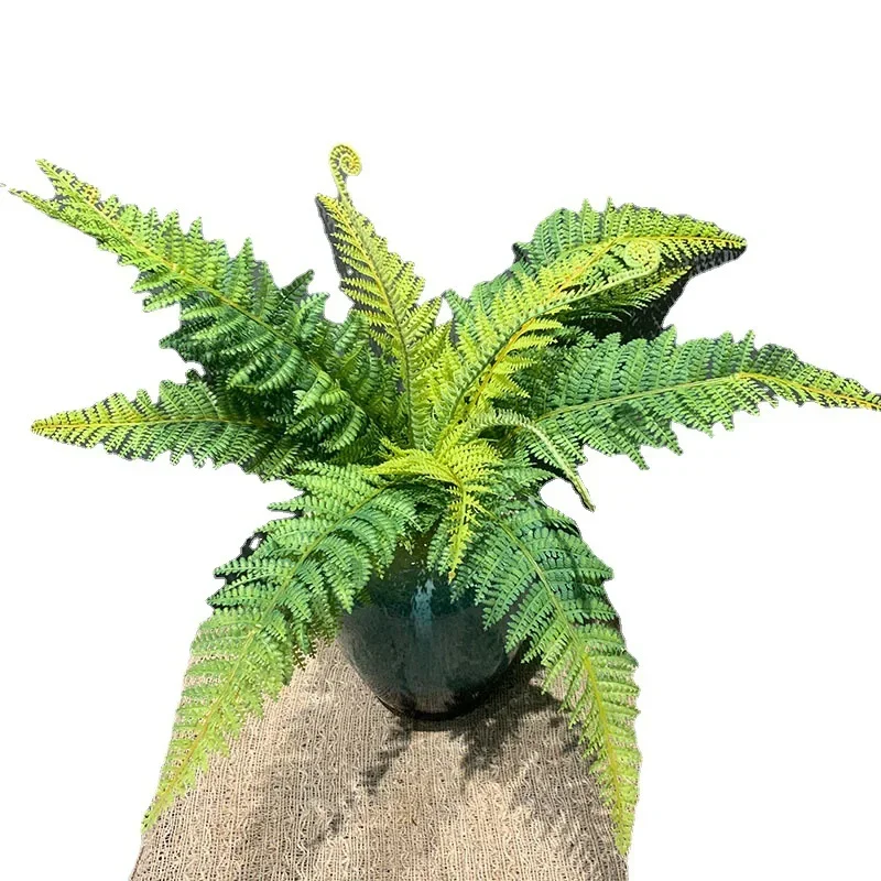 56cm Large Artificial Flower Boston Fern Bunch Plastic Green Plants Fake Leaves Craft Fake Foliage Garden Wedding Home Decoratio