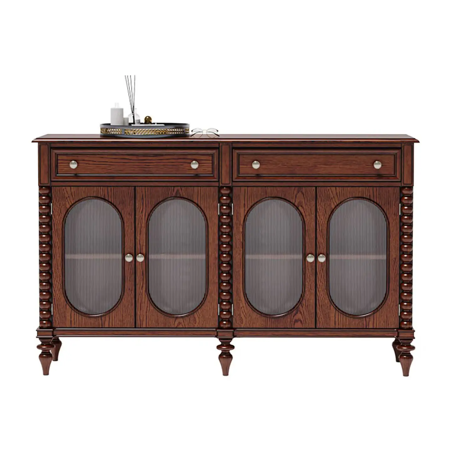 All solid wood dining side integrated wall tea European kitchen high-end storage