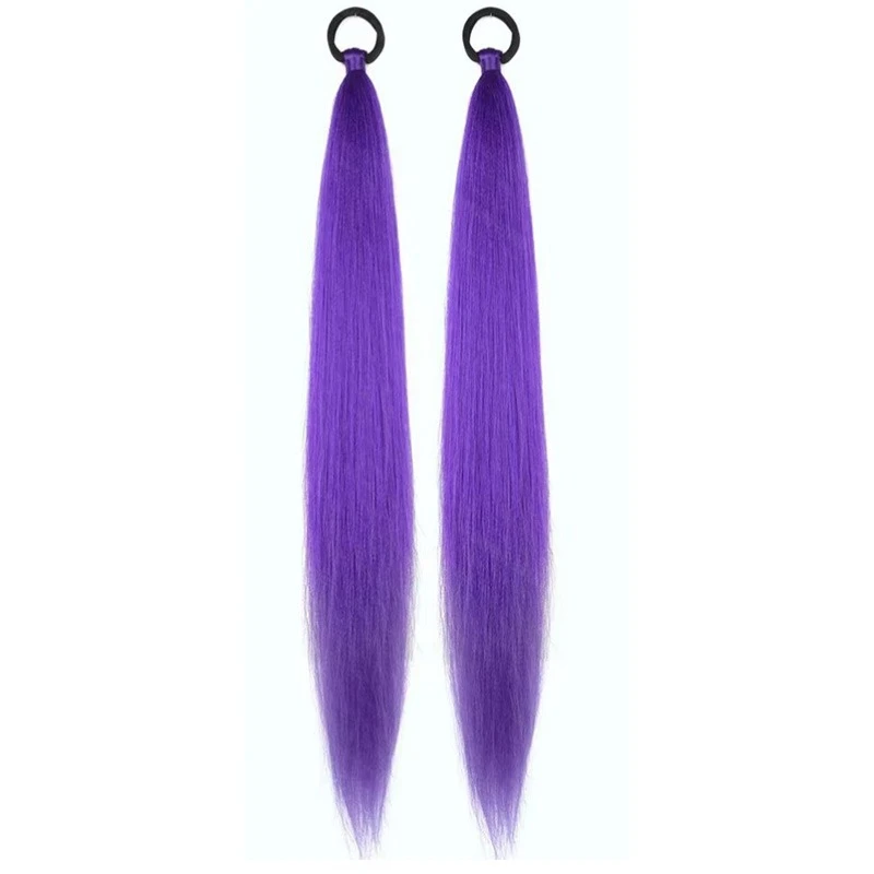 Rumi Violet – perruque synthétique queue de cheval haute détachable, résistante à la chaleur, couvre-chef de Cosplay Kpop Demon Hunter