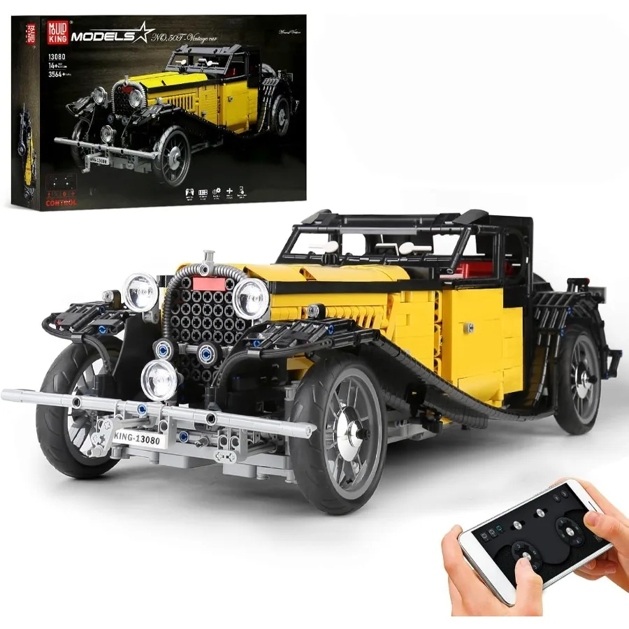

Vintage Car Technique Building Block Kits, MOC Racing Car Model Toy, Vehicle Gifts for Kid Age 8+/Adult-3564 Pieces(Dyanamic Ver