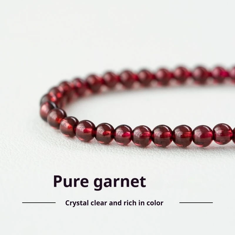 

Garnet Bracelet Women's Collection Grade7aNatural wine red crystal bracelet4mmXiaomi Bead Layered Bracelet