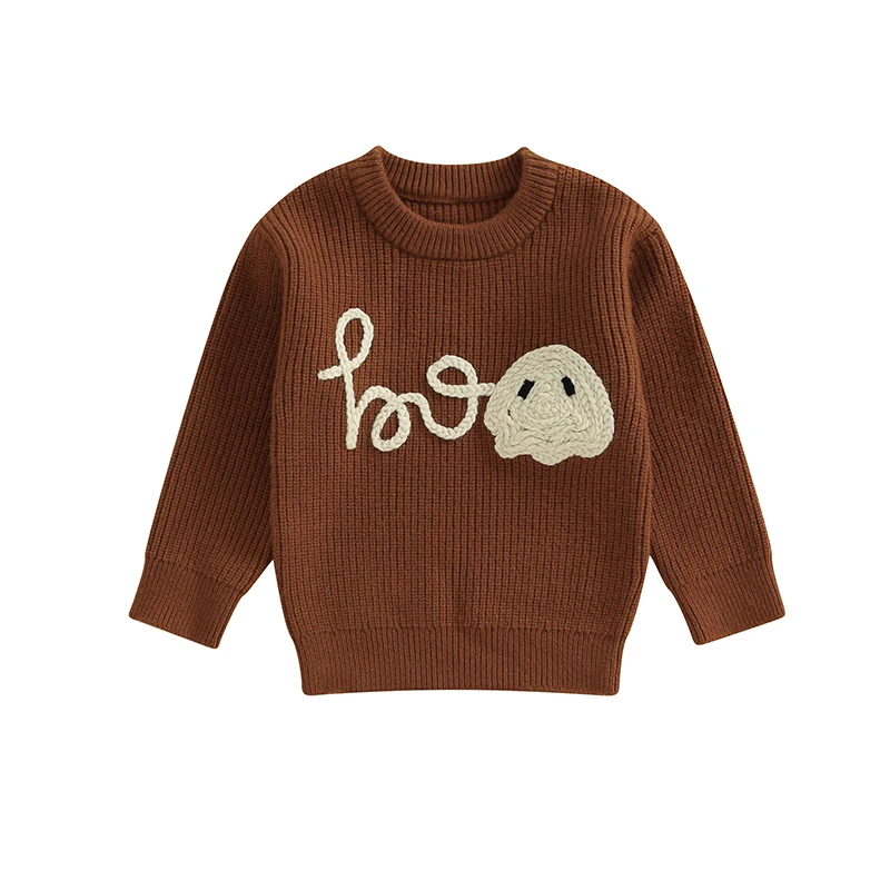 

Toddler Baby Boy Girl Sweater Knit Long Sleeve Pullover Halloween Pumpkin Oversized Sweatshirt Infant Clothes