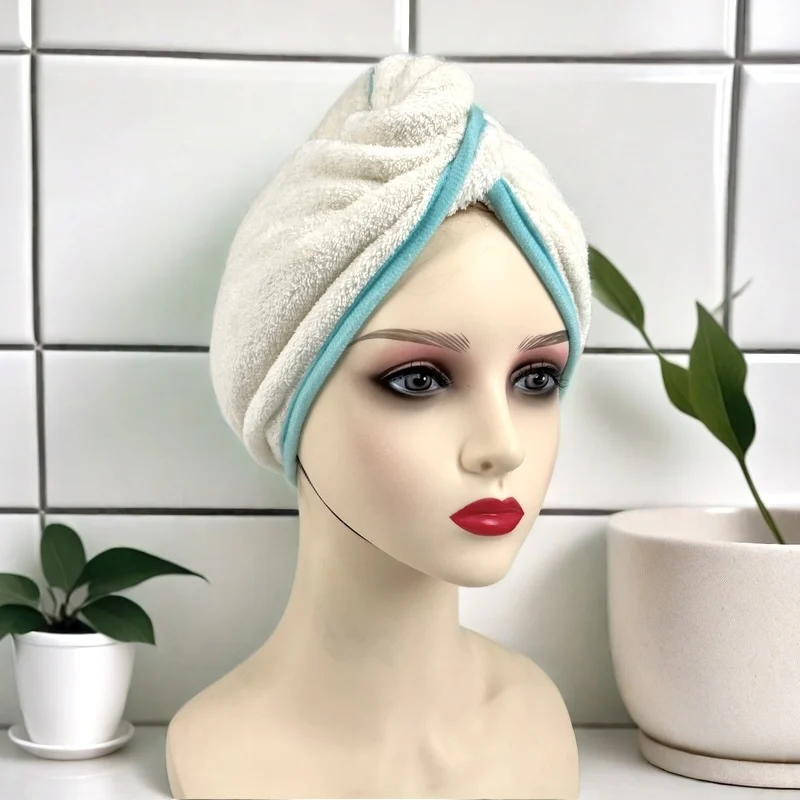 

High quality Thick Microfiber coral fleece hair turban suitable for drying long hair