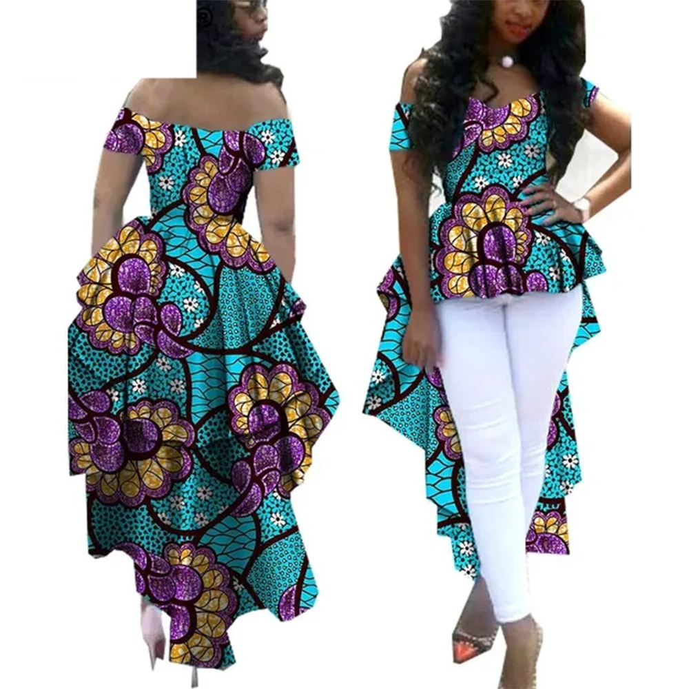

Sale!!!African Print Prom Dresses High Low Party Eveing Dress For Black Girls African Birthday Gowns Ankara Women Maxi Dresses