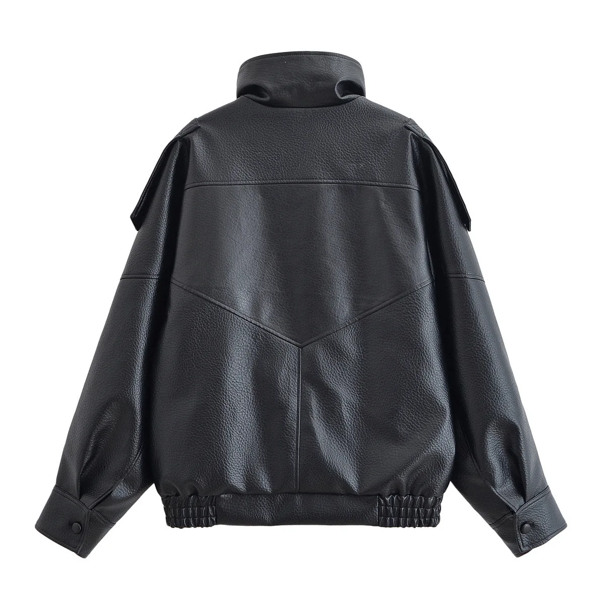 Texture Luxury PU Leather Jacket Women Elegant Soft Leather Bomber Jacket Moto Biker Coats Windbreaker Women Clothes Outerwears