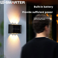 1/2/4PCS Solar Wall Lamp Outdoor 4LED 6LED 8LED 10LED 14LED Warm Light Waterproof Up And Down Lighting Balcony Yard Garden Decor