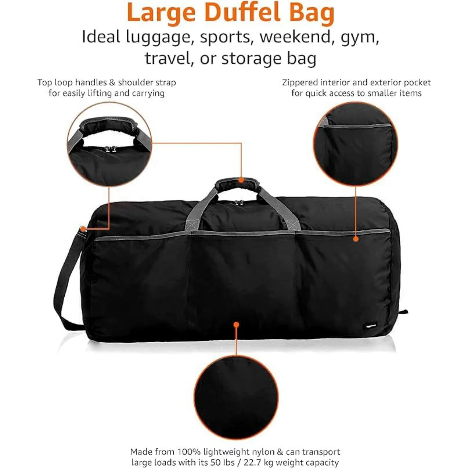 Basics Large Nylon Duffel Bag