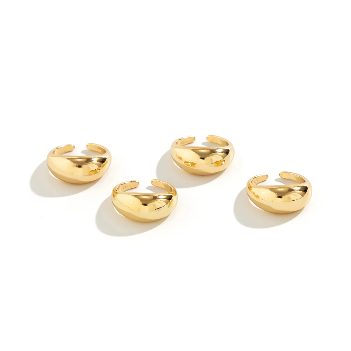 4 Pcs/Set Open Smooth Curved Surface Rings Set for Women Trendy Simple Finger Ring on Hand Accessories 2023 Fashion Jewelry Gift image 3
