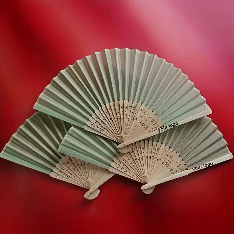 10Pcs Personalized Wooden Wedding Fans - Engraved with Names and Dates, Elegant Green Fabric Folding Fans Suitable for Weddings, Baptisms, Christmas, Valentine's Day - Vintage Home Decor Gifts, Wedding Decorations, Classic Design, Durable Bamboo Material, Bamboo Folding Hand Fans, Thank You Fans, Wedding Return Gifts, Vintage Silk Hand Fans, Bridal Gift Decorations