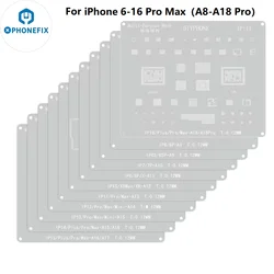 DIYPHONE 0.12mm BGA Reballing Stencil iPhone X XS MAX XR 11 12 13 14 15 16 Pro Max CPU NAND Çip IC Çelik Hasır Lehimleme