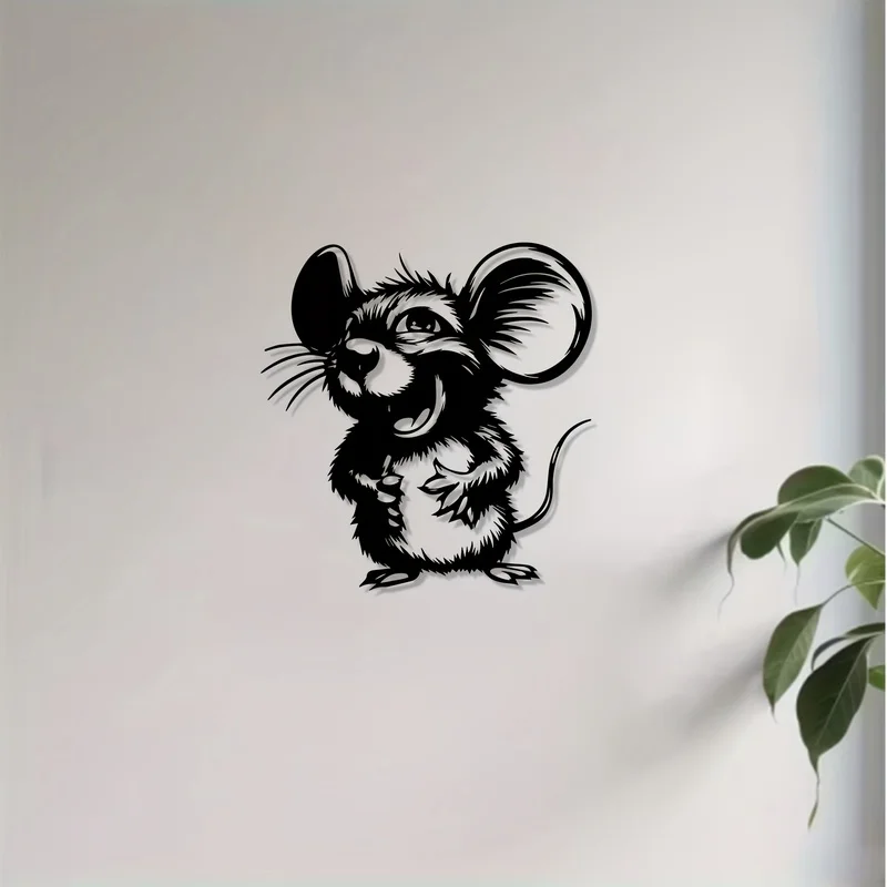 A metal wall decoration，Depicting a happy little mouse statue