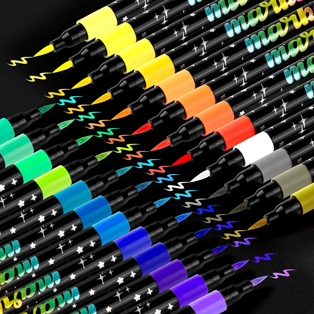 Brush Glitter Markers Set with Vibrant Colors, Shimmer Marker for Adults DIY Crafts, Card Making, Drawing,Scrapbooking