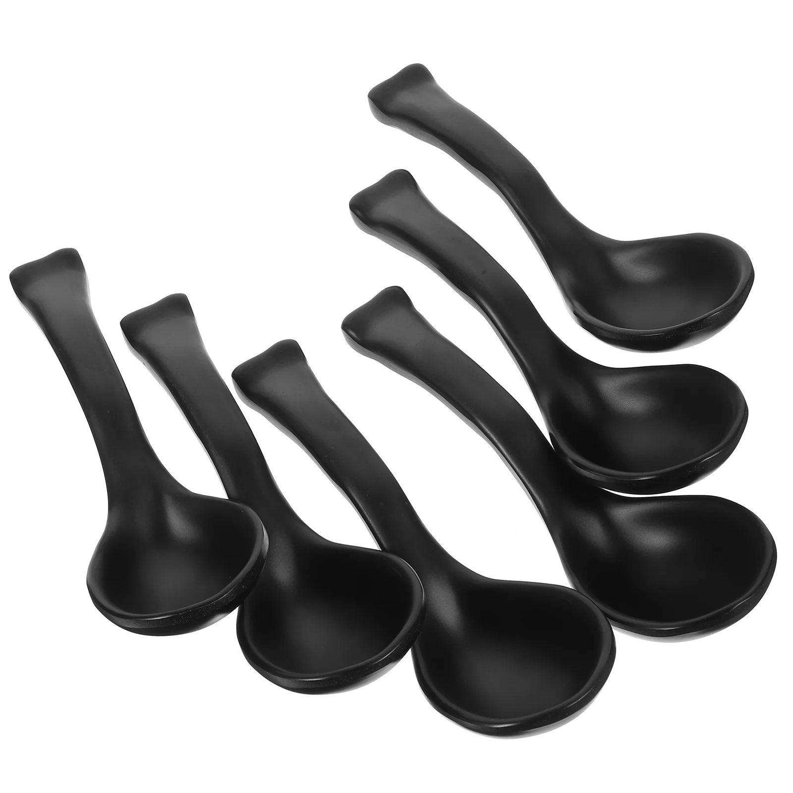 6pcs Melamine Black Warped-tail Spoons Frosted Plastic Soup Spoon Tableware for Home Restaurant melamine spoons