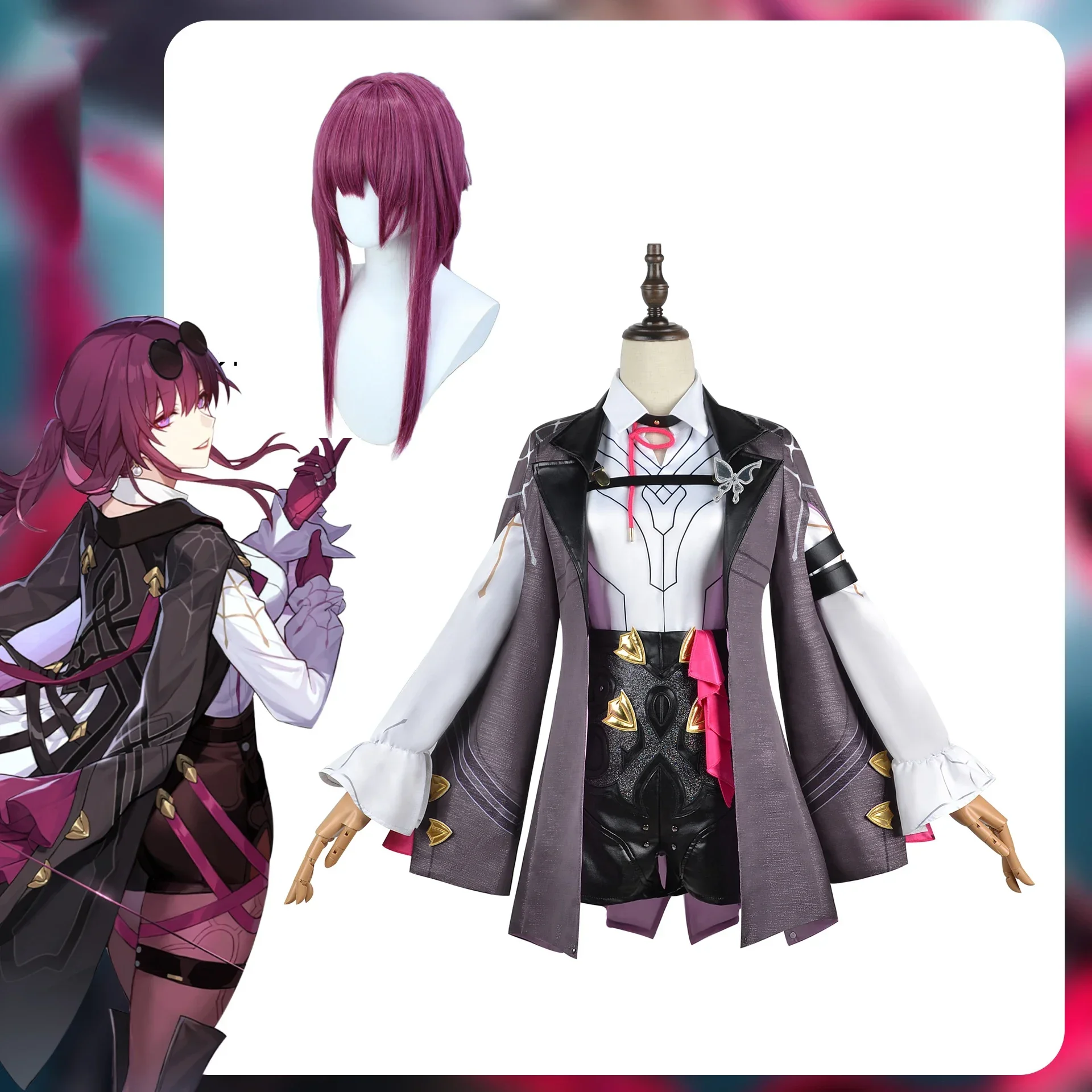 

Kafka Косплей Костюм Honkai Star Rail Карнавальная Униформа Женский Парик Аниме Костюмы на Хэллоуин Игра