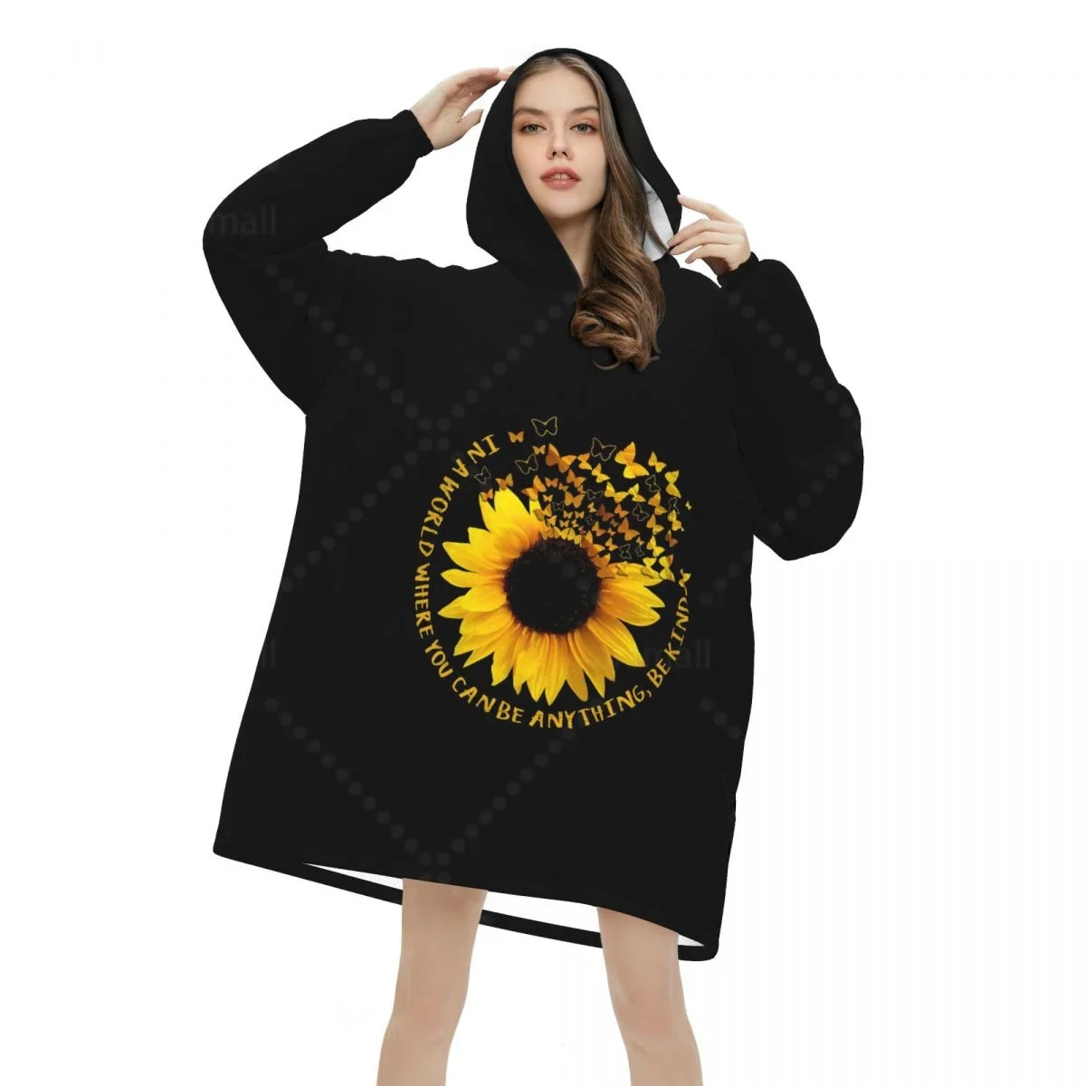 عباد الشمس يمكن ارتداؤها الفانيلا بطانية هوديي المتضخم مقنعين بطانية البلوز البلوز الصوف شيربا البطانيات