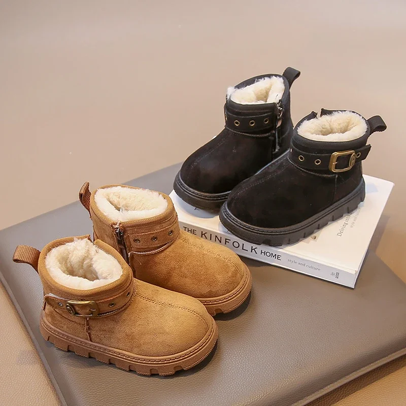 

Children Snow Boots Classic Fashion Kids Short Boots with Thick Warm Fur 2025 Winter Boys Girls Ankle Boots Versatile Flexible