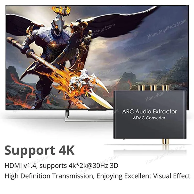 1 Pcs Hdmi Arc Audio Return Transmitter, TV To Speaker Decoder, Coaxial Fiber Digital-to-analog 5.1 Channel  Connector