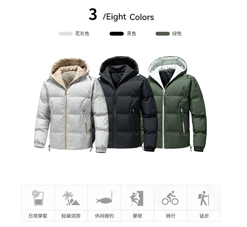 

Cotton Jacket Men's Hooded High-quality Parkas Jacket Winter Men's Fashion Trend Warm Windproof Jacket Casual Hooded Green Parka