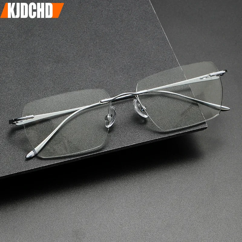 KJDCHD New Business Simple Design Rimless Pure Titanium Eyeglasses Women Men Optical Glasses Customizable Prescription