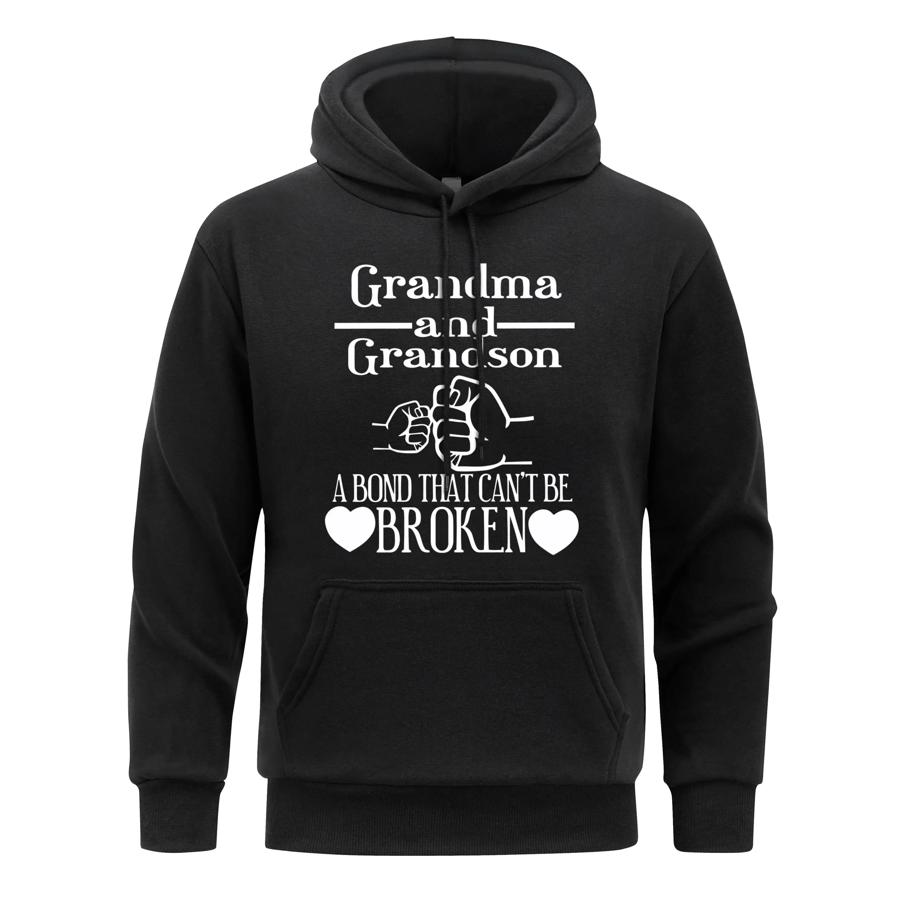 Grandma And Grandson Hoodie Man A Bond That can't Be Broken Hooded fur-liner Fleece  Men Hoody Casual Spring Autumn Clothing