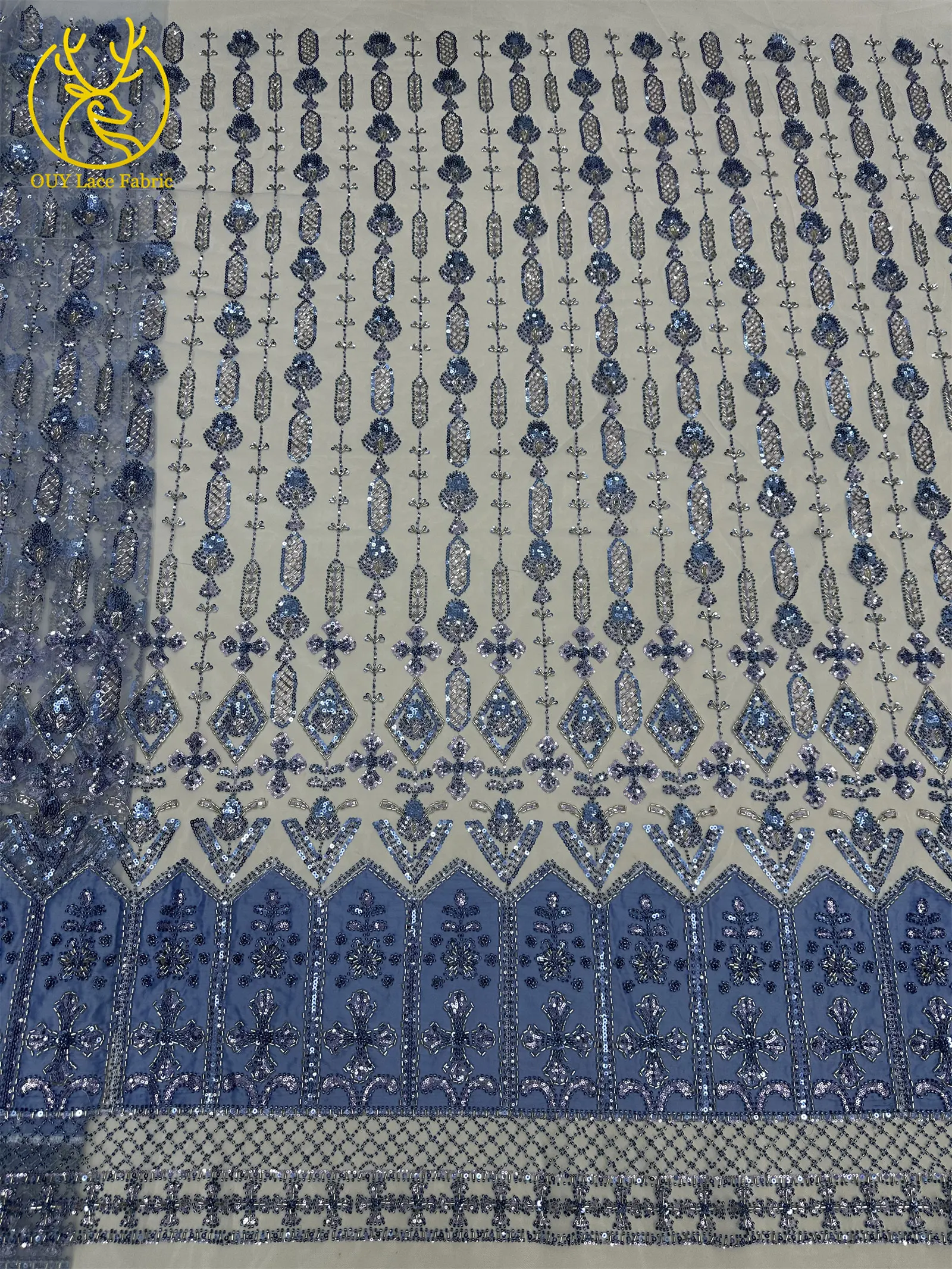 Luxuriöser französischer Pailletten-Spitzenstoff 2026 – Hochwertiger afrikanischer Perlen-Spitzenstoff, nigerianischer bestickter Stoff für Partykleider, 5 Yards – Detail 15