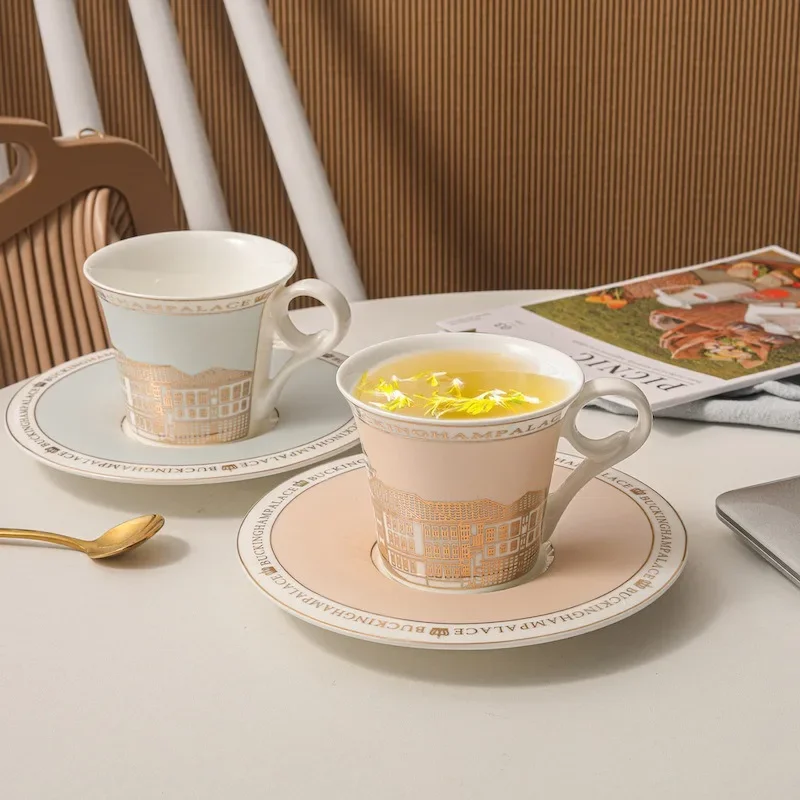 

Creative Ceramic Coffee Cup Golden Porcelain Tea Cup Coffee Cups Set High Quality Tea Cup Set