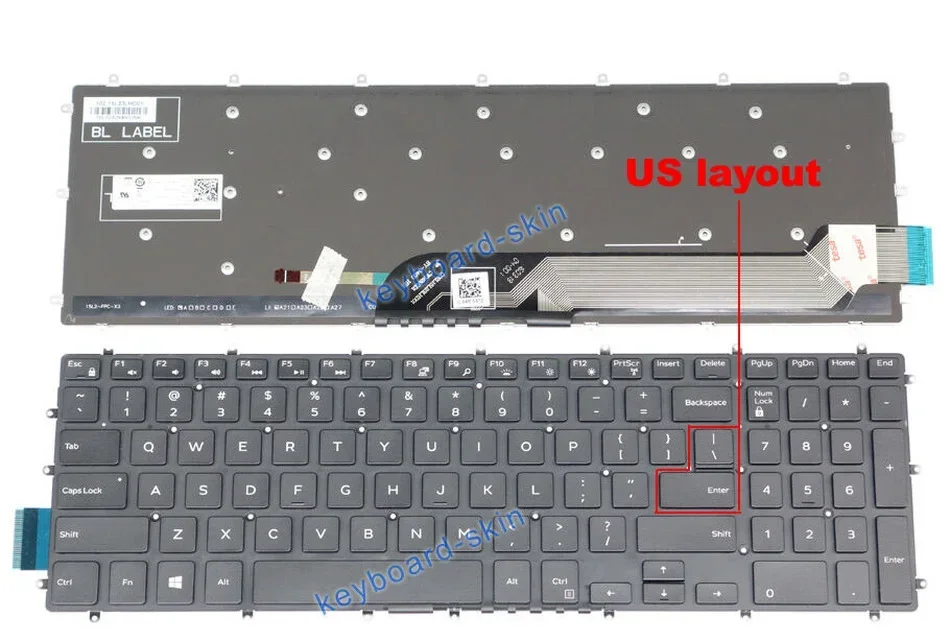 US backlit keyboard for Dell 15-5565 5567 5570 5575 5665 5765 5767 5770 5775 7566 7567 7577 7773 7778 7779 P66F P72F P75F P32E