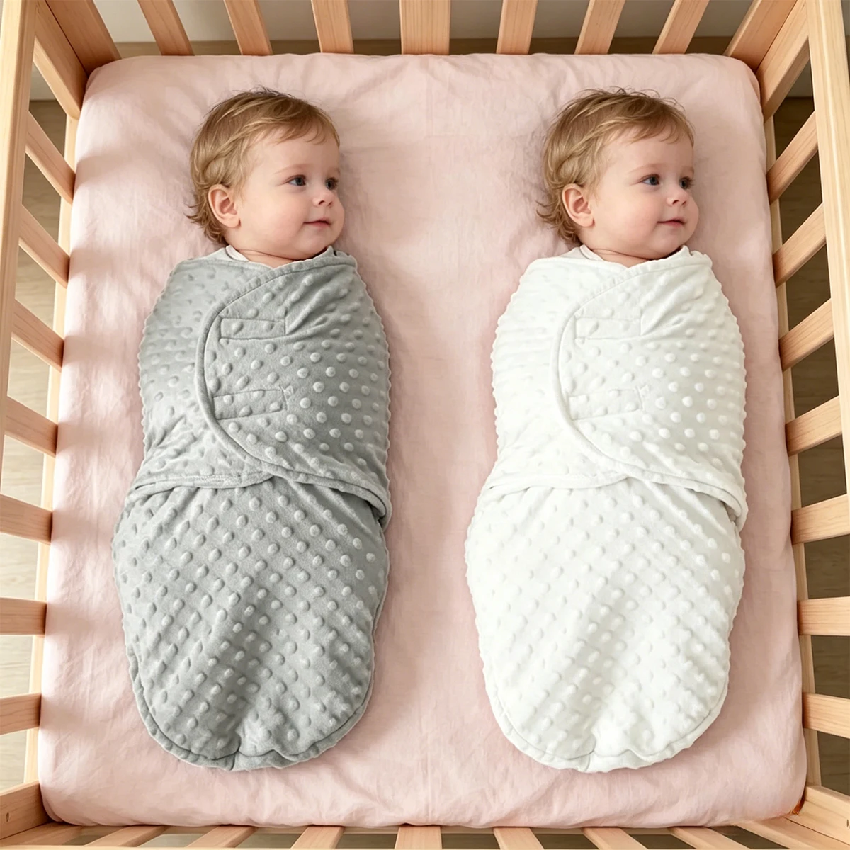 1Pc Baby Dotted Swaddle Blanket, Newborn Anti-Startle Swaddle, 3D Dotted Fleece Swaddle Wrap, Soft Touch for Sleep Aid, Warm and Skin-Friendly Soothing Newborn Sleeping Bag
