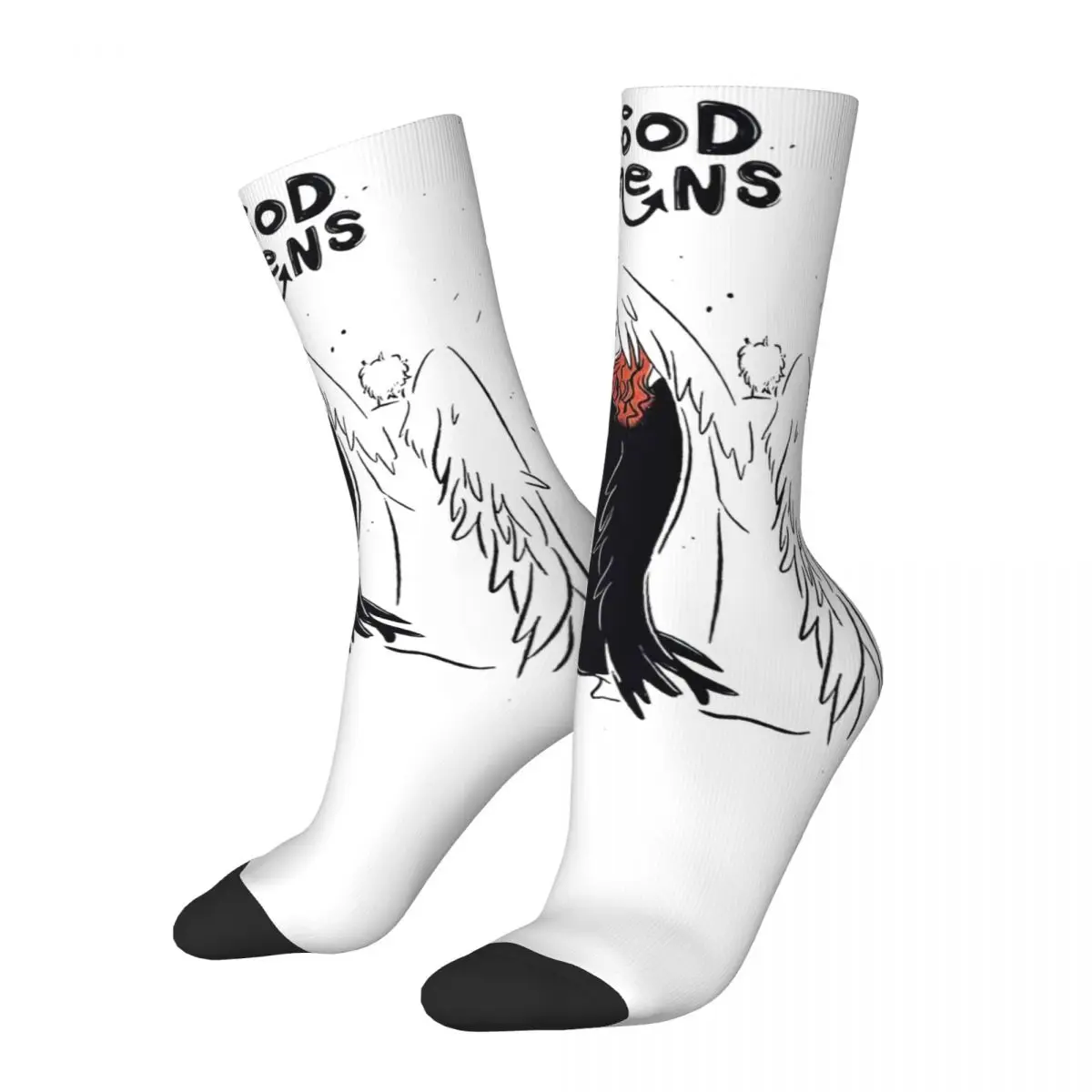 Angel And Demon Good Omens Socks Men's Women's Casual Socks Crazy Spring Summer Autumn Winter Socks Gifts