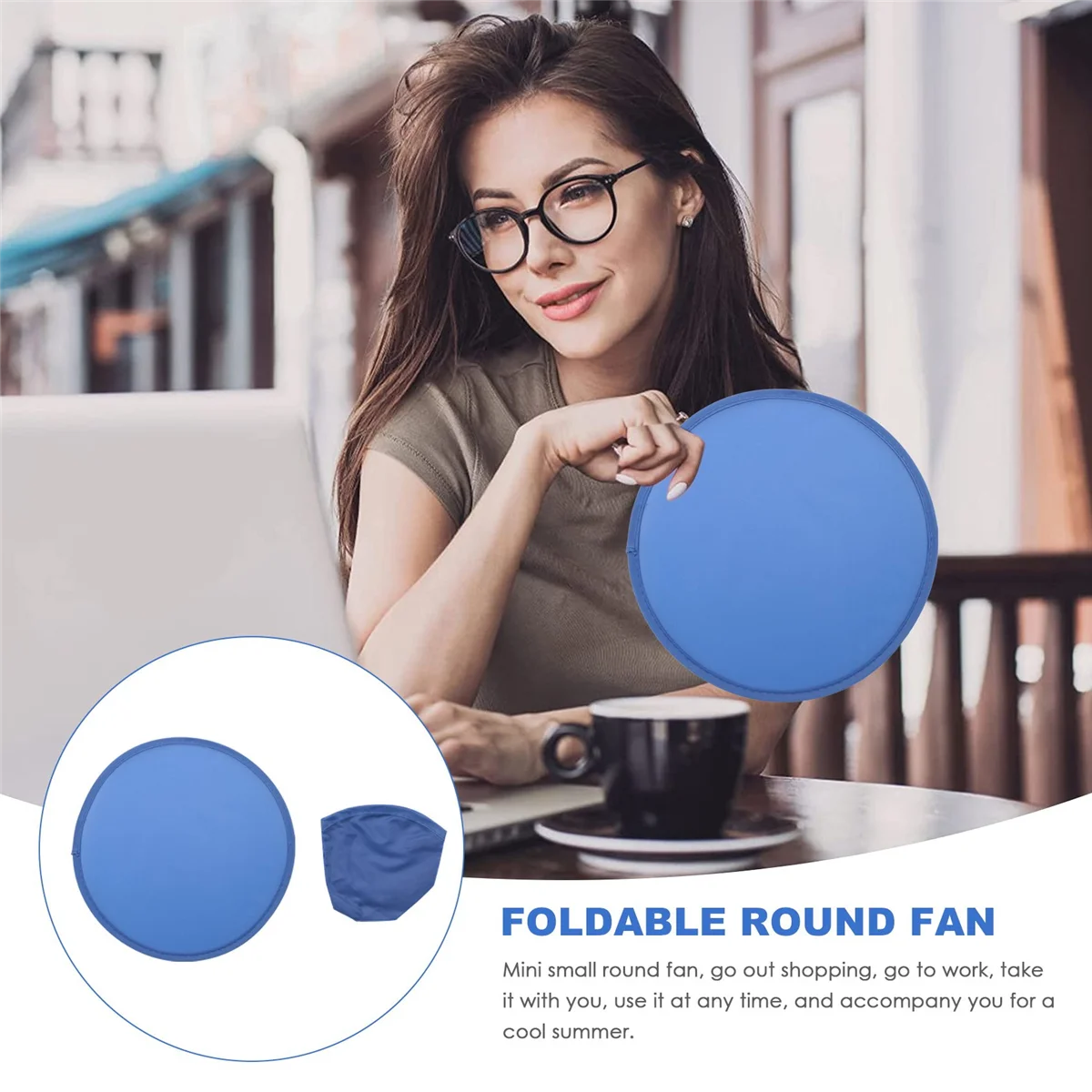 AT77 Foldable Round Fan-Blue